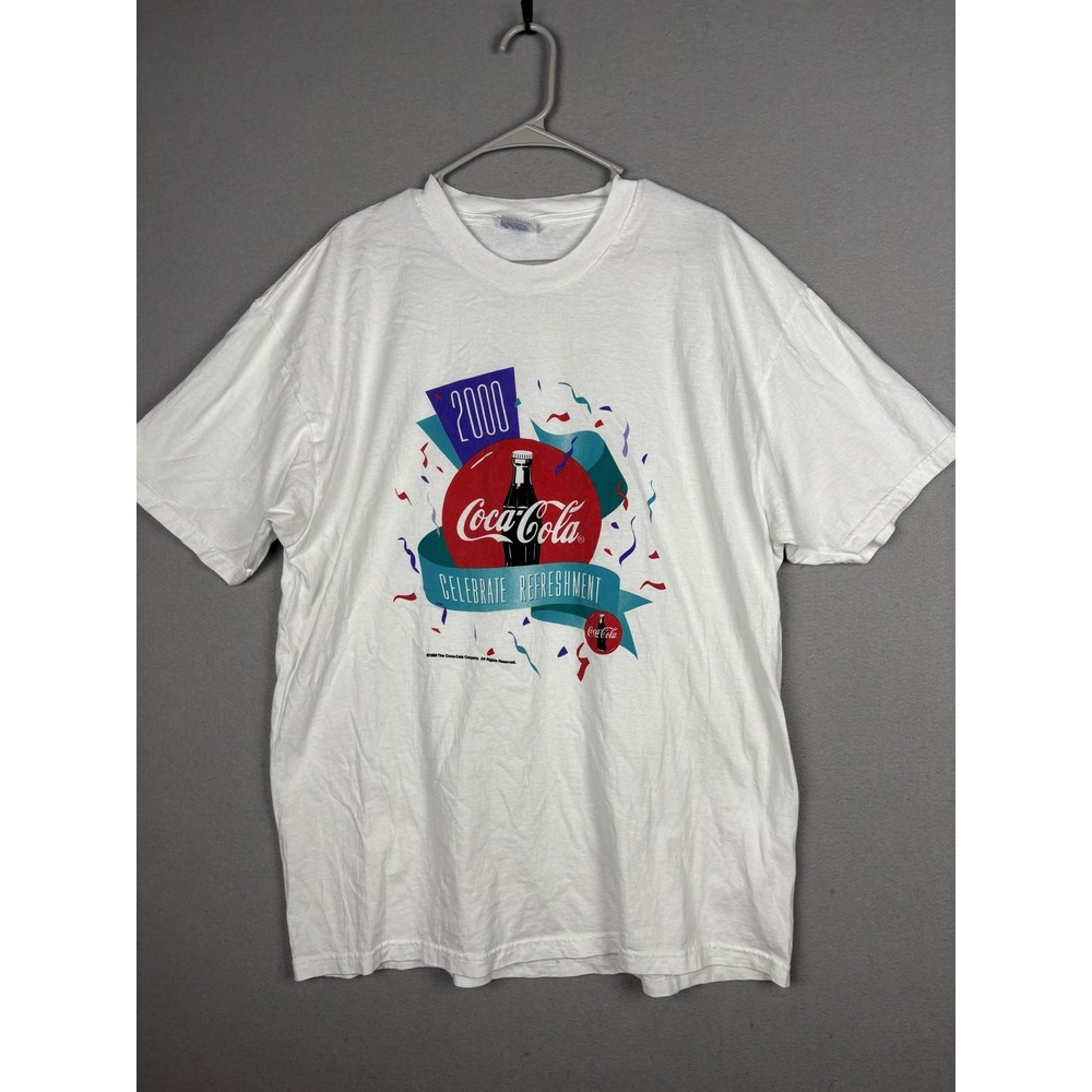 Vintage Coca-Cola Shirt Mens XL White Celebrate Refreshment Graphic 2000 90s